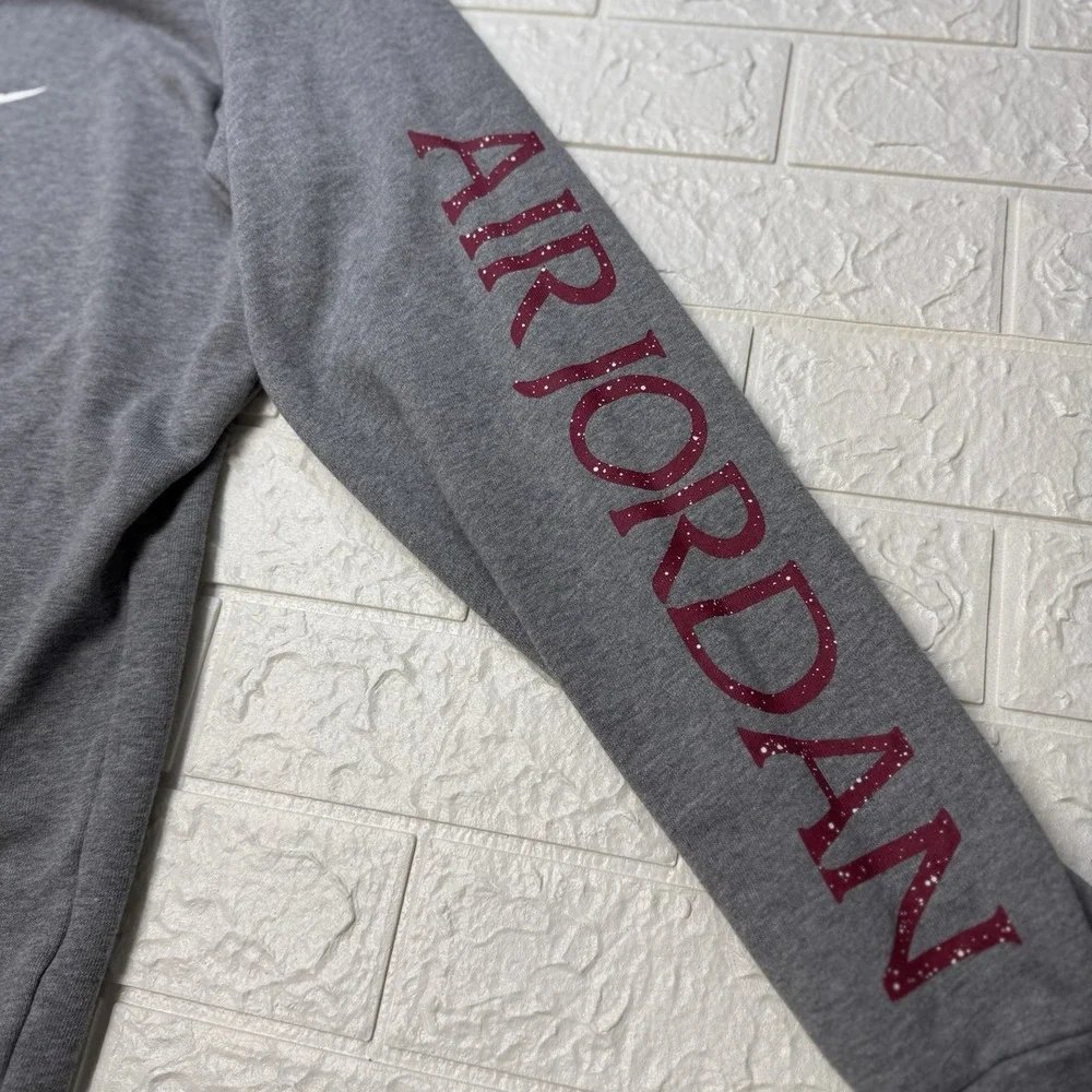 Nike Jordan Hoodie Mens XL Sweatshirt Pullover Gray White Logo Activewear